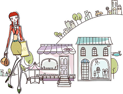 EPS 우먼라이프 여자 일러스트 자동차 거리 한명 사람 빌딩 20대 성인 건물 쇼핑 쇼핑백 상점 도시 외출 여자만 여자한명만 성인여자만 청년만 청년여자만 성인한명만 청년여자한명만 성인여자한명만 성인만 국내일러스트 1 라이프스타일 건축물 육상교통 가방 청년 파일형식 벡터