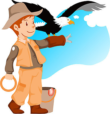EPS 주간 전신 구름 직업 남자 일러스트 동물원 한명 사람 성인 야외 작업 작업실 독수리 동물조련사 사육사 남자만 남자한명만 성인남자만 성인만 국내일러스트 자연요소 1 조류 파일형식 벡터