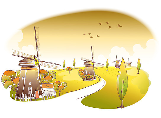 EPS 주간 나무 구름 해외풍경 사계절 계절 공공시설 길 백그라운드 일러스트 자연 조류 하늘 풍경 사람없음 야외 마을 가을풍경 풍차 가을 가을배경 국내일러스트 자연요소 식물 동물 해외 시설 생태계 파일형식 벡터 가을_계절