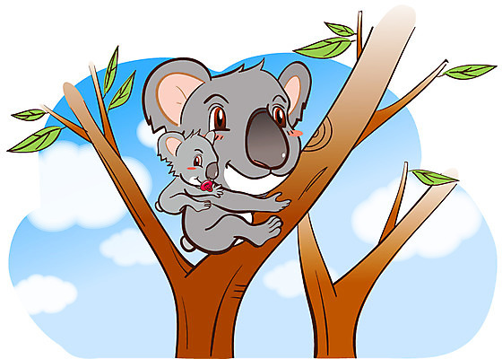 EPS 주간 나무 동물 구름 척추동물 캐릭터 육지동물 새끼 동물캐릭터 두마리 일러스트 포유류 하늘 애니멀프린트 사람없음 야외 어미 코알라 일러캐릭터 자연요소 식물 2 파일형식 벡터