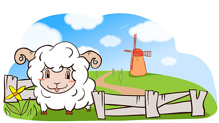 EPS 주간 동물 구름 척추동물 캐릭터 한마리 육지동물 공공시설 꽃 길 동물캐릭터 일러스트 포유류 하늘 애니멀프린트 사람없음 야외 울타리 풍차 양 양캐릭터 일러캐릭터 자연요소 식물 1 담장 시설 파일형식 벡터