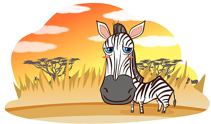 EPS 주간 동물 척추동물 캐릭터 한마리 육지동물 동물캐릭터 일러스트 포유류 하늘 애니멀프린트 사람없음 야외 열대우림 사파리 얼룩말 일러캐릭터 자연요소 1 말_동물 숲 파일형식 벡터