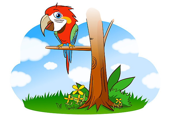 EPS 주간 나무 동물 구름 척추동물 캐릭터 한마리 꽃 동물캐릭터 일러스트 하늘 애니멀프린트 사람없음 야외 새캐릭터 앵무새 일러캐릭터 자연요소 식물 1 조류 파일형식 벡터