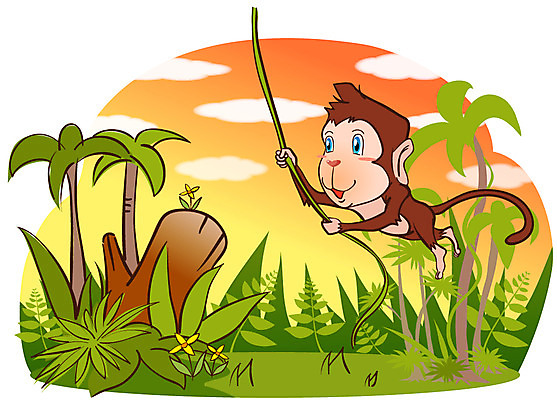 EPS 주간 식물 동물 척추동물 캐릭터 한마리 육지동물 꽃 줄 동물캐릭터 일러스트 포유류 애니멀프린트 사람없음 야외 야자수 원숭이 열대우림 원숭이캐릭터 일러캐릭터 자연요소 나무 1 숲 파일형식 벡터