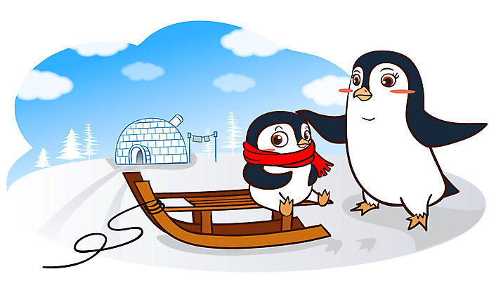 EPS 주간 동물 구름 척추동물 캐릭터 외국문화 동물캐릭터 두마리 일러스트 하늘 애니멀프린트 사람없음 야외 남극 극지방 북극 새캐릭터 펭귄 썰매 이글루 펭귄캐릭터 일러캐릭터 자연요소 문화 2 조류 지역 파일형식 벡터