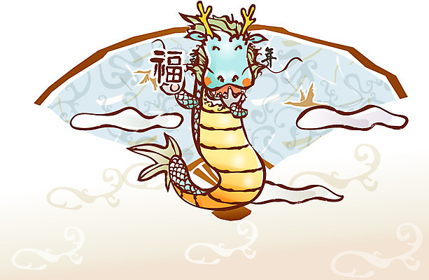 EPS 동물 구름 캐릭터 한국전통 문양 명절 동물캐릭터 일러스트 전통캐릭터 근하신년 새해 의인화 사람없음 용띠 십이지신 용 운세 부채 신년캐릭터 용캐릭터 일러캐릭터 자연요소 전통 기념일 한국 파일형식 벡터