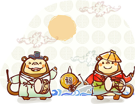 EPS 동물 구름 척추동물 캐릭터 한국전통 육지동물 명절 동물캐릭터 일러스트 포유류 전통캐릭터 타악기 근하신년 새해 의인화 국악기 사람없음 태양 전통문양 십이지신 원숭이띠 원숭이 운세 사물놀이 전통공연 신년캐릭터 북 장구 징 원숭이캐릭터 일러캐릭터 자연요소 전통 문양 기념일 악기 한국 국악 전통놀이 공연 파일형식 벡터