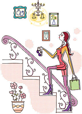 EPS 우먼라이프 라이프스타일 계절 여자 화분 액자 일러스트 실내 한명 사람 20대 성인 쇼핑 계단 상점 봄 여자만 여자한명만 성인여자만 청년만 청년여자만 성인한명만 청년여자한명만 성인여자한명만 성인만 국내일러스트 1 청년 내부 생활 파일형식 벡터