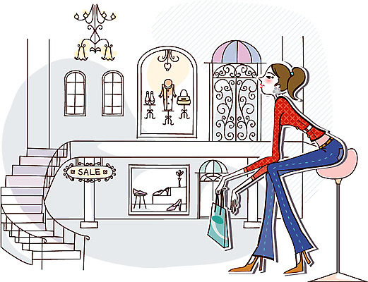 EPS 우먼라이프 라이프스타일 계절 여자 의자 일러스트 한명 사람 20대 성인 쇼핑 상점 봄 홀 백화점 상업시설 여자만 여자한명만 성인여자만 청년만 청년여자만 성인한명만 청년여자한명만 성인여자한명만 성인만 국내일러스트 1 가구 청년 생활 공간 시설 상업 파일형식 벡터