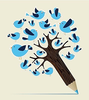 EPS 해외이미지 나무 무료이미지 일러스트 조류 사람없음 파란색 연필 해외202004 해외일러스트 식물 동물 컬러 학용품 필기구 파일형식 벡터