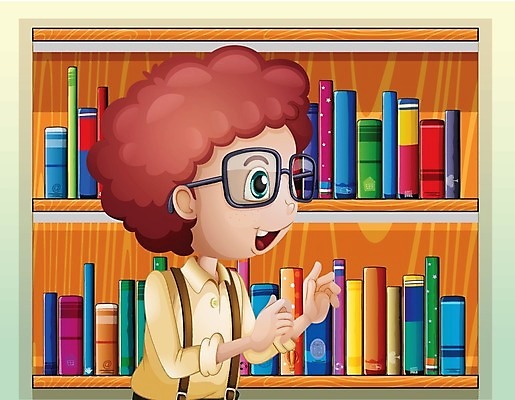 EPS 해외이미지 어린이교육 남자 안경 어린이 일러스트 학교 사람 소년 책 독서 도서관 수집 스마트 멍청이 해외202004 해외일러스트 잡화 교육 컨셉 파일형식 벡터