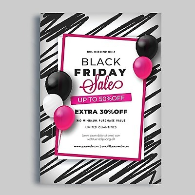 EPS 해외이미지 배너 분홍색 일러스트 이벤트 타이포그라피 사람없음 쇼핑 세일 검은색 회색 흰색 풍선 블랙프라이데이 해외202004 해외일러스트 문자 컬러 데이이벤트 파일형식 벡터