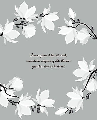 EPS 해외이미지 꽃 일러스트 프레임 사람없음 봄 낭만 나뭇가지 목련 꽃프레임 프레임일러스트 국경 해외202004 해외일러스트 나무 식물 계절 컨셉 파일형식 벡터