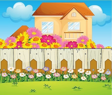 EPS 해외이미지 꽃 일러스트 사람없음 울타리 정원 해외202004 해외일러스트 식물 담장 파일형식 벡터