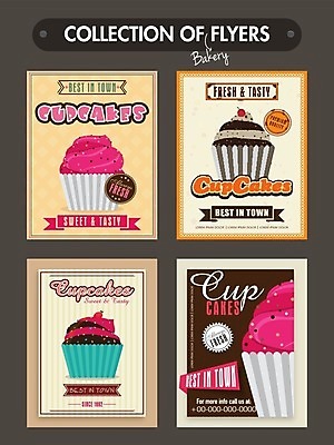 EPS 해외이미지 일러스트 디저트 사람없음 세트 케이크 컵케이크 머핀 축하카드 생일카드 해외202004 해외일러스트 음식 빵 카드_감사 파일형식 벡터