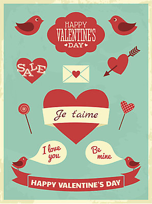 EPS 해외이미지 리본 일러스트 발렌타인데이 사랑 사람없음 빨간색 초록색 세트 하트 해외202004 해외일러스트 모양 감정 컬러 데이이벤트 파일형식 벡터