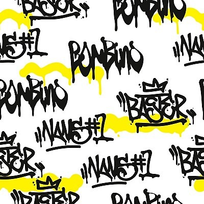 EPS 해외이미지 백그라운드 패턴 일러스트 추상 왕관 힙합 미술 사람없음 노란색 검은색 페인트 흰색 낙서 그래피티 스케치 그림 해외202004 해외일러스트 음악 컬러 무늬 문화예술 파일형식 벡터