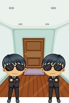 EPS 해외이미지 남자 일러스트 전등 바닥 주택 서기 경비 안전 사람 문 검은색 방 시원함 만화 경계 보안 경호원 해외202004 해외일러스트 직업 컬러 모션 조명 건물 보호 파일형식 벡터