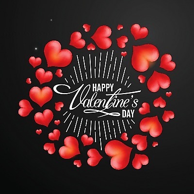 EPS 해외이미지 일러스트 발렌타인데이 사랑 타이포그라피 사람없음 빨간색 검은색 하트 축하 해외202004 해외일러스트 모양 문자 감정 컬러 컨셉 데이이벤트 파일형식 벡터