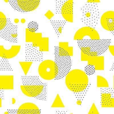 EPS 해외이미지 모양 디자인 선 백그라운드 패턴 일러스트 추상 사람없음 그래픽 노란색 검은색 원형 플랫 기하학 팝 스타일 멤피스디자인 해외202004 해외일러스트 도형 컬러 무늬 파일형식 벡터