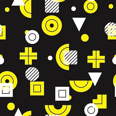 EPS 해외이미지 모양 디자인 선 백그라운드 패턴 일러스트 추상 사람없음 그래픽 노란색 검은색 원형 플랫 기하학 팝 스타일 멤피스디자인 해외202004 해외일러스트 도형 컬러 무늬 파일형식 벡터