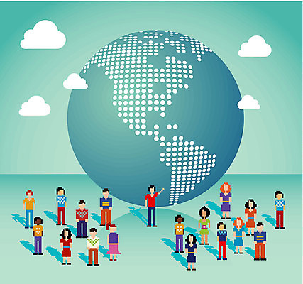 EPS 해외이미지 지도 일러스트 비즈니스 사람 사람없음 파란색 지구본 미국 개성 북쪽 남쪽 인원 픽셀 해외202004 해외일러스트 컬러 북아메리카 방향 파일형식 벡터