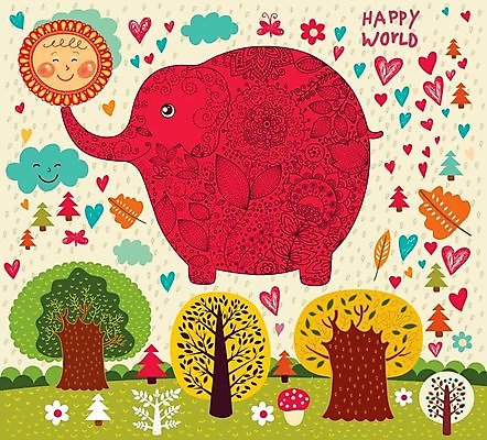 EPS 해외이미지 나무 구름 무료이미지 행복 일러스트 추상 코끼리 미술 사람없음 그림 해외202004 해외일러스트 자연요소 식물 감정 무늬 포유류 문화예술 파일형식 벡터 무료콘텐츠