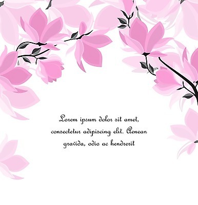 EPS 해외이미지 꽃 일러스트 사람없음 봄 낭만 나뭇가지 목련 국경 해외202004 해외일러스트 나무 식물 계절 컨셉 파일형식 벡터