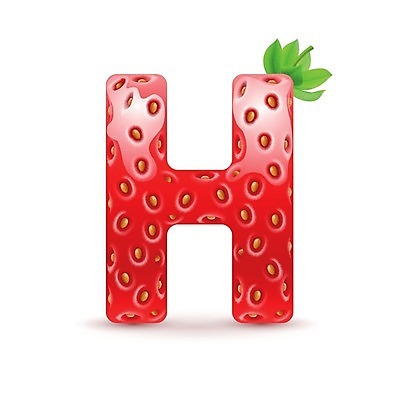 EPS 해외이미지 모양 알파벳 일러스트 텍스트 딸기 대문자 사람없음 빨간색 H 맛있는 해외202004 해외일러스트 영어 컬러 과일 파일형식 벡터