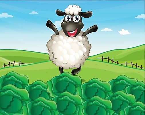 EPS 해외이미지 식물 동물 구름 잎 밭 채소 일러스트 자연 하늘 미소 풍경 사람없음 야외 파란색 농작물 울타리 달리기 농장 농경지 흰색 양 농부 그림 밭일 해외202004 해외일러스트 자연요소 직업 컬러 농업 포유류 모션 표정 담장 생태계 파일형식 벡터