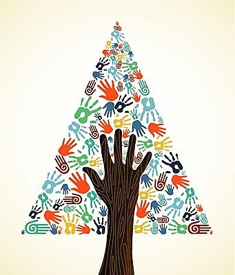 EPS 해외이미지 나무 무료이미지 디자인 계절 포스터 컨셉 크리스마스 일러스트 협력 손바닥 사람없음 목재 장식 축제 희망 해외202004 해외일러스트 식물 손 기념일 감정 재료 파일형식 벡터 무료콘텐츠