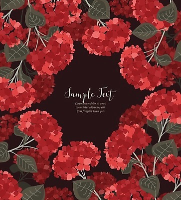 EPS 해외이미지 무료이미지 디자인 꽃 백그라운드 일러스트 프레임 사람없음 빨간색 화려 그림 수국 해외202004 해외일러스트 식물 컬러 컨셉 파일형식 벡터