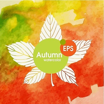 EPS 해외이미지 식물 백그라운드 잎 일러스트 자연 수채화 사람없음 빨간색 초록색 노란색 가을 기름 밤 해외202004 해외일러스트 계절 음식 컬러 견과류 생태계 파일형식 벡터