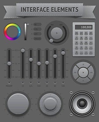 EPS 해외이미지 템플릿 디자인 음악 백그라운드 일러스트 그래픽 컴퓨터 세트 웹 계산기 바 볼륨 땅 심볼 메뉴 레이아웃 네비게이션 UI 소프트웨어 인터페이스 제어 사용자 해외202004 해외일러스트 인터넷 문화예술 문구용품 전자제품 장비 파일형식 벡터