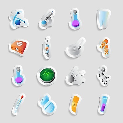 EPS 해외이미지 클립아트 과학 스티커 일러스트 청진기 건강 현미경 실험 주사기 그래픽 빨간색 초록색 파란색 알약 약 꼬리표 라벨 보라색 행성 인공위성 치아 온도계 심볼 플라스크 사인 시험관 궤도 막자 석고 어려움 해외202004 해외일러스트 컬러 통신 의학 의료기기 프레임 실험기구 우주 소화기관 파일형식 벡터