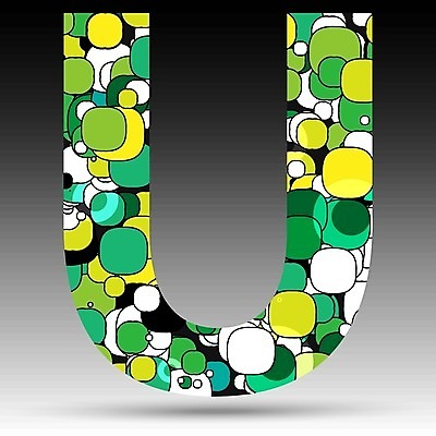 EPS 해외이미지 알파벳 일러스트 텍스트 대문자 사람없음 그래픽 초록색 물방울무늬 U 해외202004 해외일러스트 영어 컬러 무늬 파일형식 벡터