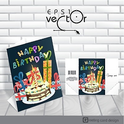 EPS 해외이미지 무료이미지 디자인 기념일 일러스트 사람없음 장식 선물상자 파티 케이크 축하 생일 생일축하 생일카드 해외202004 해외일러스트 컨셉 디저트 카드_감사 선물 이벤트 상자 파일형식 벡터 무료콘텐츠