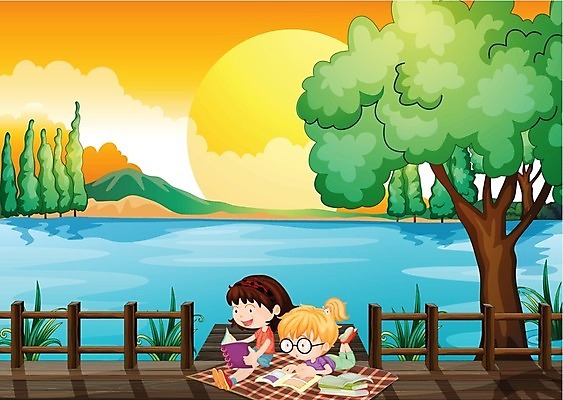 EPS 해외이미지 나무 구름 여자 호수 어린이 일러스트 공 하늘 이야기 사람 소녀 목재 그래픽 책 초록색 물 파란색 강 독서 태양 노란색 일몰 소나무 원형 잡초 담요 그림 공상 포트 깊이 여의주 우화 해외202004 해외일러스트 자연요소 도형 식물 컬러 재료 노을 파일형식 벡터