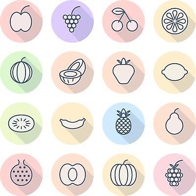 EPS 해외이미지 무료이미지 과일 일러스트 포도 사람없음 체리 사과 레몬 심볼 사인 복숭아 엘리먼트 해외202004 해외일러스트 파일형식 벡터 무료콘텐츠