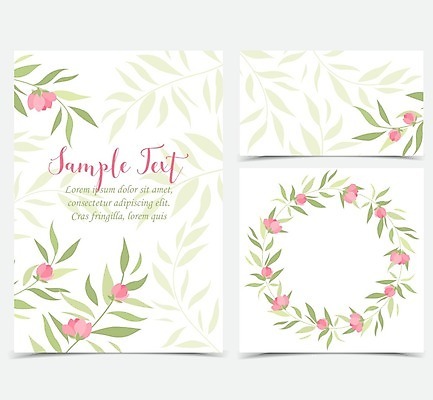 EPS 해외이미지 무료이미지 디자인 배너 꽃 백그라운드 잎 일러스트 프레임 사람없음 세트 원형 해외202004 해외일러스트 도형 식물 파일형식 벡터