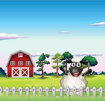 EPS 해외이미지 나무 식물 동물 구름 잎 밭 채소 일러스트 자연 하늘 미소 사람없음 야외 파란색 농작물 울타리 농가 농장 농경지 흰색 양 농부 오두막 그림 외양간 밭일 해외202004 해외일러스트 자연요소 직업 컬러 농업 포유류 표정 담장 생태계 파일형식 벡터