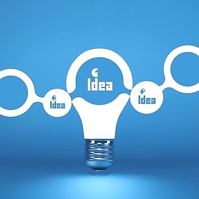 EPS 해외이미지 무료이미지 일러스트 비즈니스 전구 아이디어 사람없음 파란색 흰색 연결 전구모양 해외202004 해외일러스트 모양 컬러 컨셉 파일형식 벡터 무료콘텐츠