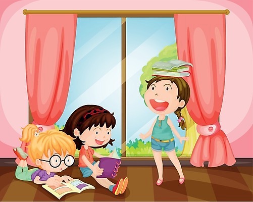EPS 해외이미지 전신 나무 무료이미지 여자 어린이 엎드리기 분홍색 일러스트 창문 놀이 실내 서기 미소 들기 앉기 소녀 책 세명 친구 스터디 독서 방 커튼 머리위 소녀만 안경낌 놓기 해외202004 해외일러스트 식물 안경 컬러 관계 모션 표정 사람 내부 학습 여자만 어린이만 파일형식 벡터 무료콘텐츠