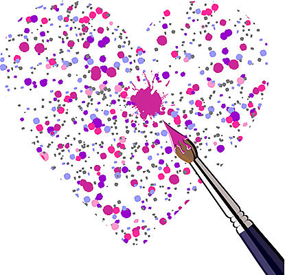 EPS 해외이미지 무료이미지 디자인 분홍색 백그라운드 일러스트 잉크 사랑 미술 사람없음 물방울무늬 하트 붓 얼룩 해외202004 해외일러스트 모양 감정 컬러 무늬 문화예술 파일형식 벡터 무료콘텐츠