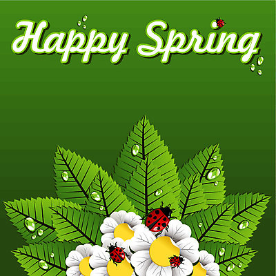 EPS 해외이미지 무료이미지 꽃 백그라운드 잎 꽃무늬 일러스트 사람없음 초록색 봄 무당벌레 해외202004 해외일러스트 식물 계절 컬러 곤충 무늬 파일형식 벡터 무료콘텐츠