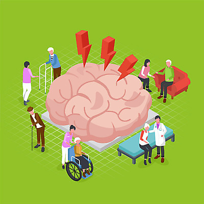 전신 여자 할아버지 노년 남자 할머니 일러스트 의학 지팡이 서기 사람 앉기 여러명 성인 초록색 진료 의사 간호 휠체어 뇌 상담 아이소메트릭 간병인 치매 보건의날 국내일러스트 AI파일 직업 컬러 다수 모션 의료진 질병 파일형식 벡터 법정기념일