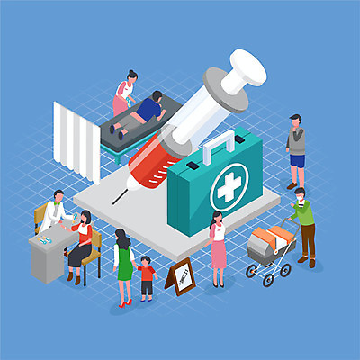 전신 여자 남자 어린이 일러스트 의학 주사기 사람 여러명 성인 파란색 간호사 의사 아기 구급상자 유모차 아이소메트릭 예방접종 채혈 보건의날 국내일러스트 AI파일 컬러 다수 의료기기 아기용품 의료진 의료용품 접종 파일형식 벡터 법정기념일