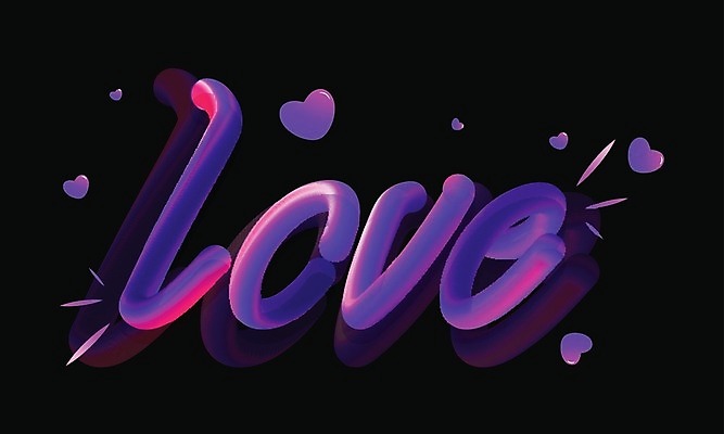 EPS 해외이미지 무료이미지 일러스트 사랑 타이포그라피 사람없음 보라색 검은색 하트 하트꽃 레터링 해외202004 해외일러스트 모양 문자 꽃 감정 컬러 파일형식 벡터 무료콘텐츠