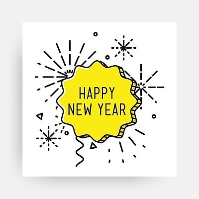 EPS 해외이미지 무료이미지 일러스트 사람없음 노란색 플랫 해피뉴이어 해외202004 해외일러스트 컬러 새해인사 파일형식 벡터