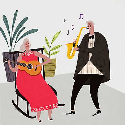 전신 부부 여자 할아버지 노년 남자 할머니 음악 연주 일러스트 서기 사람 앉기 취미 두명 실버라이프 노부부 기타 즐거움 트럼펫 노인만 국내일러스트 AI파일 라이프스타일 커플 감정 모션 현악기 문화예술 성인 금관악기 성인만 파일형식 벡터